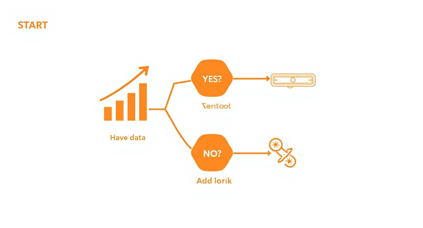 Flowchart diagram showing data decision process with YES and NO branches for musicians EPK planning