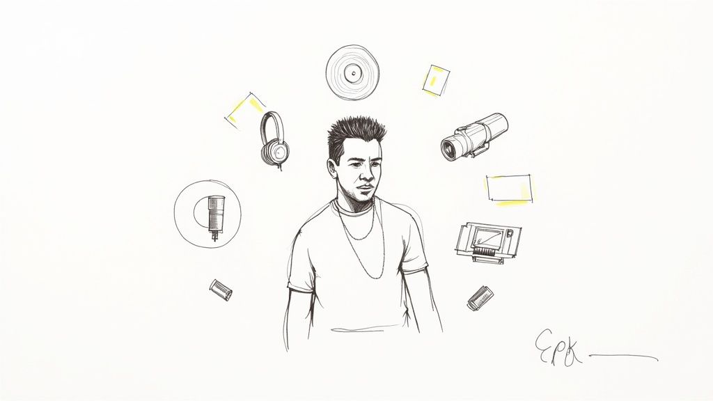 A musician with distinct visual branding and style.