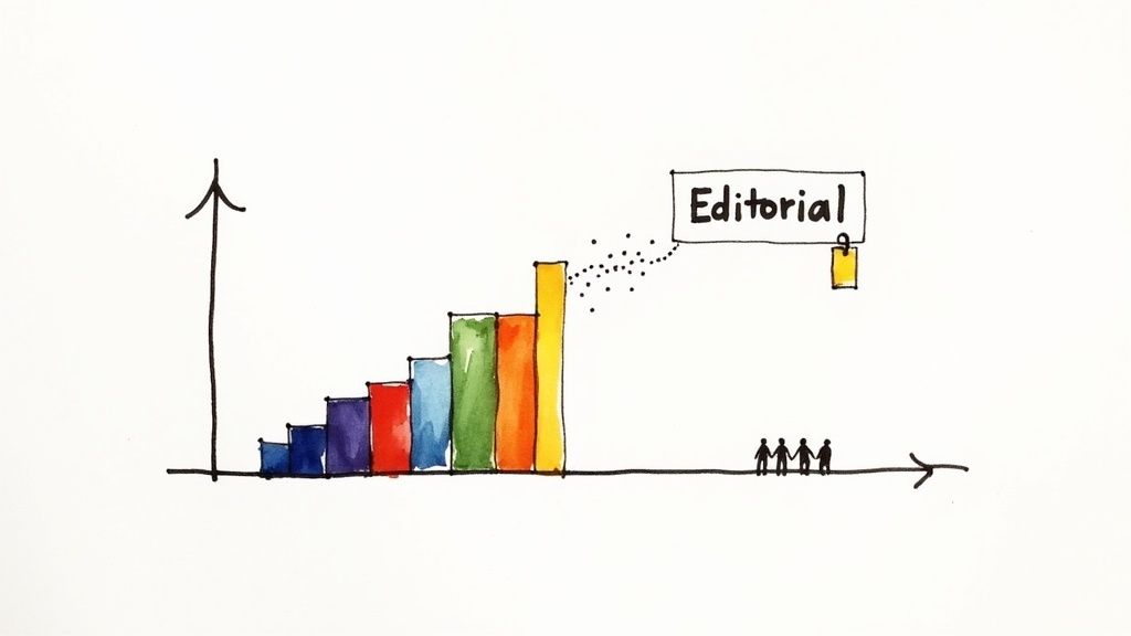 An artist looking at a laptop screen showing a massive spike in their streaming analytics, illustrating the career-changing effect of a Spotify editorial playlist placement.