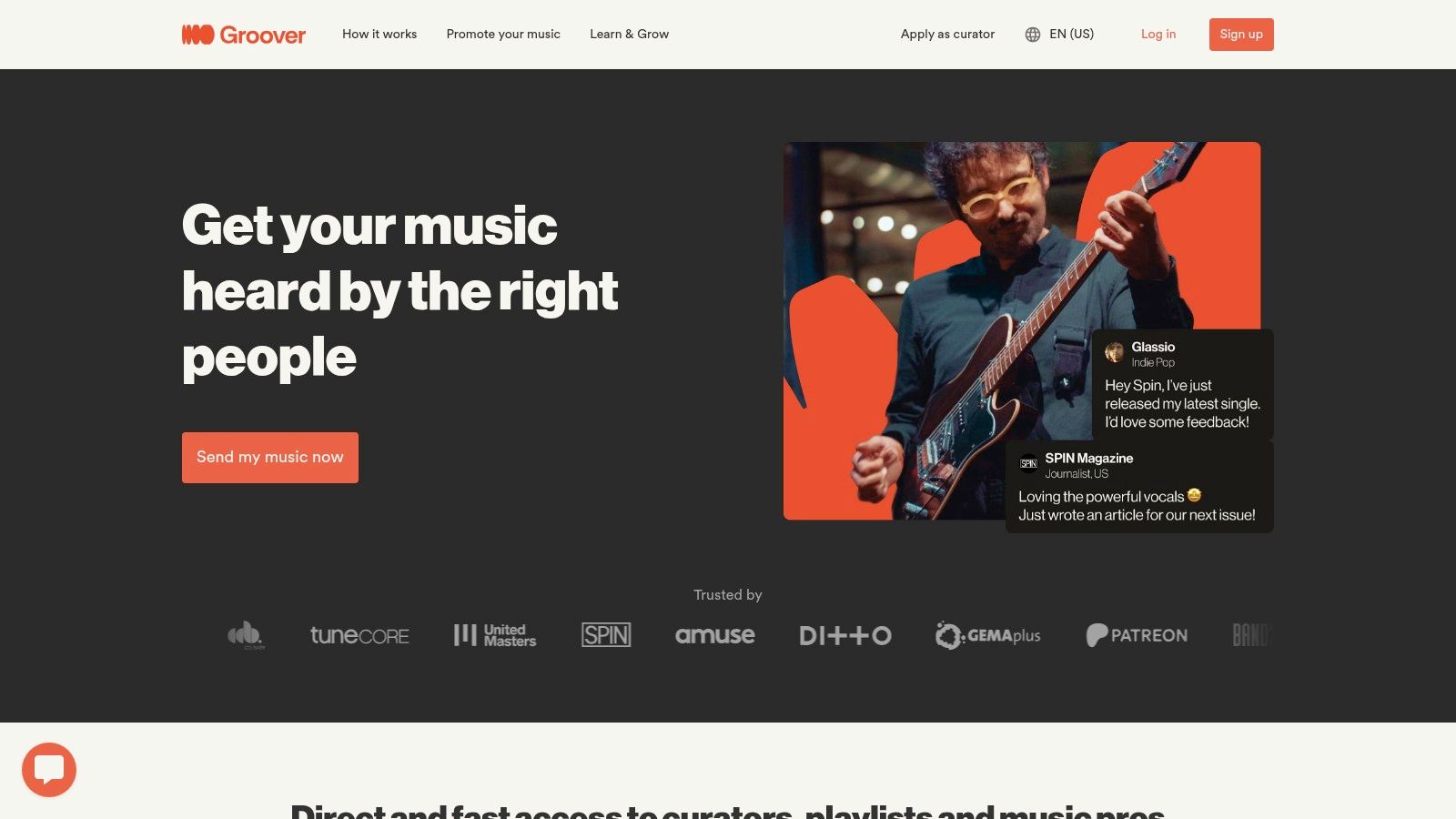 6. Groover: Guaranteed Feedback for Targeted Playlist Pitching