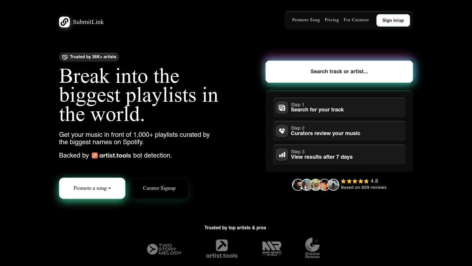 SubmitLink: For Safe, Transparent Playlist Pitching