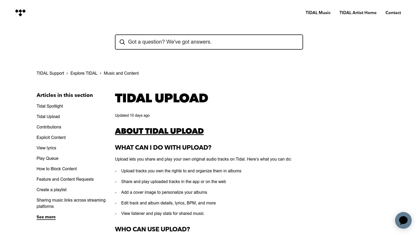 TIDAL Upload