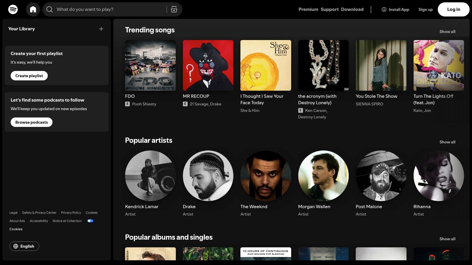 Spotify App Interface showing rap playlists