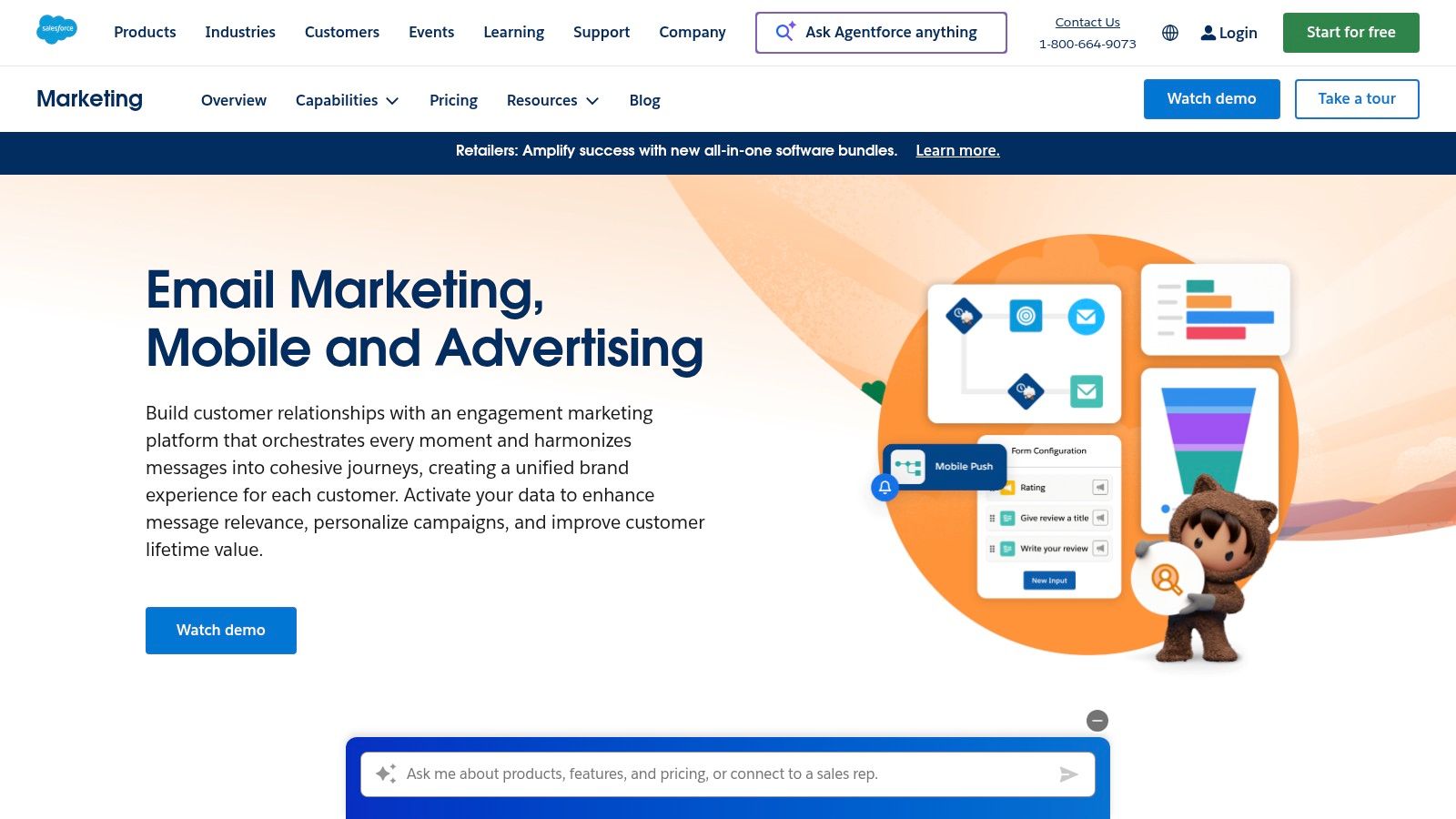 Salesforce Marketing Cloud Account Engagement (formerly Pardot) dashboard showing a prospect overview with scores and recent activities.