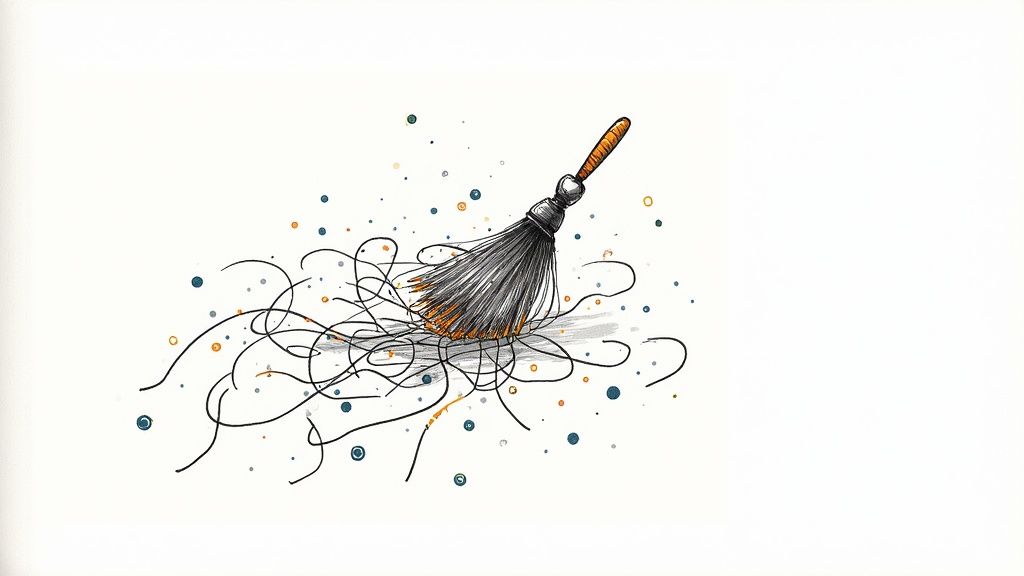 An abstract representation of intertwined code and system architecture, symbolizing the complexity of technical debt.