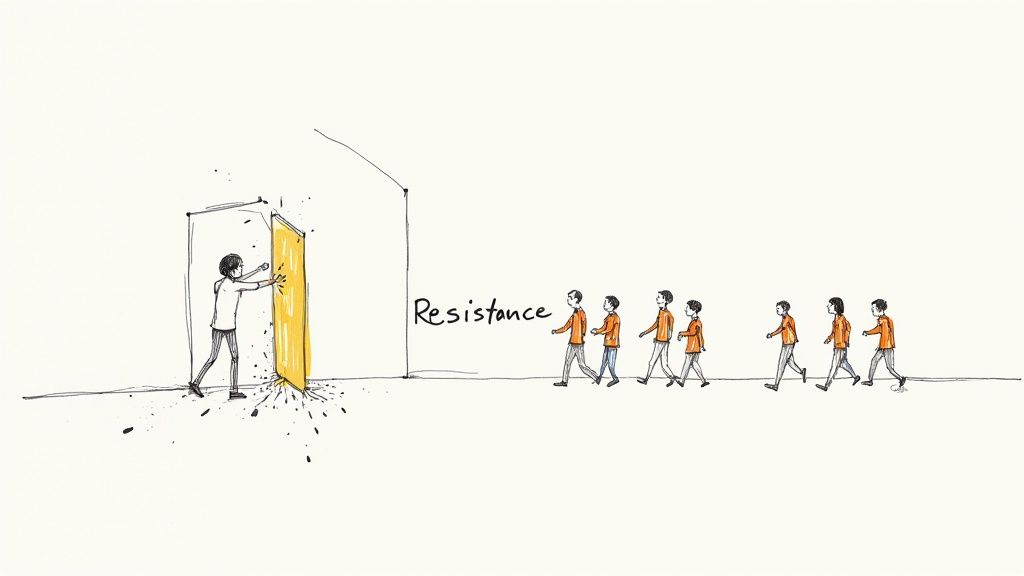 People working together to overcome a challenge