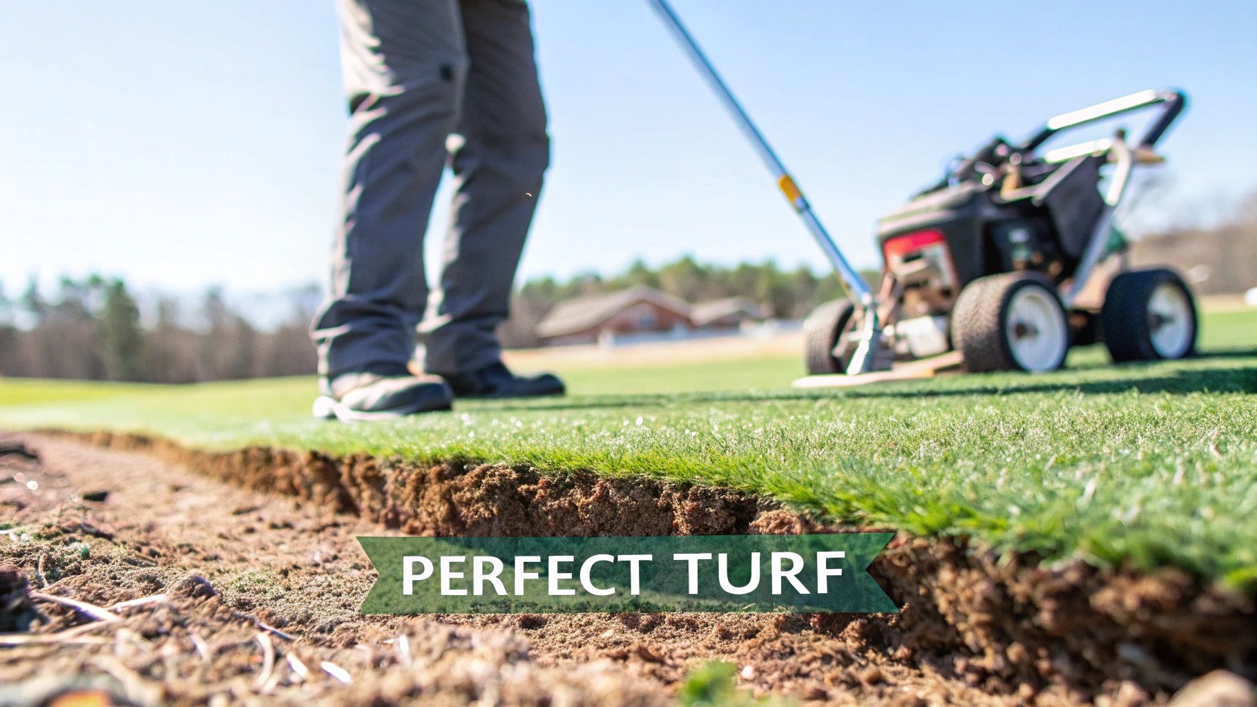 A golf course superintendent examining the health of a green