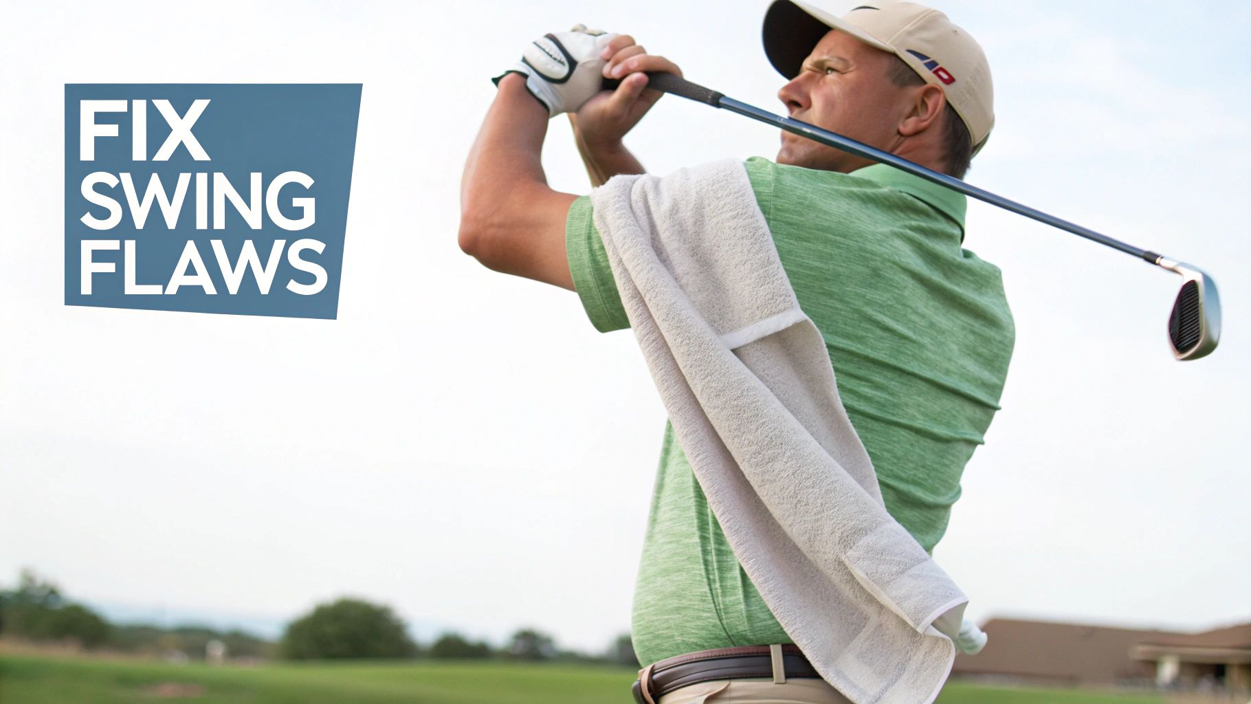 Golfer practicing their swing on a driving range
