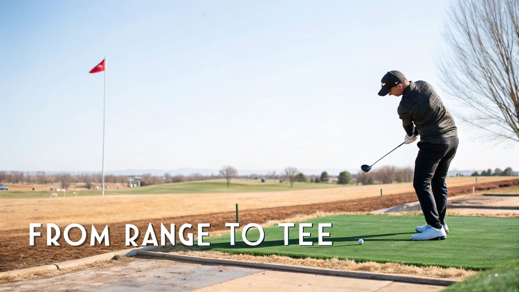 Golfer on the first tee, ready to swing