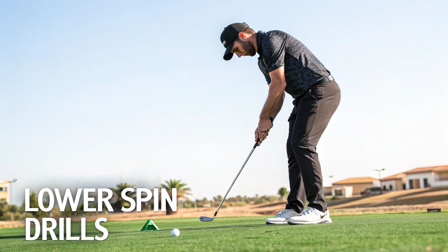 A golfer getting fitted for a new driver