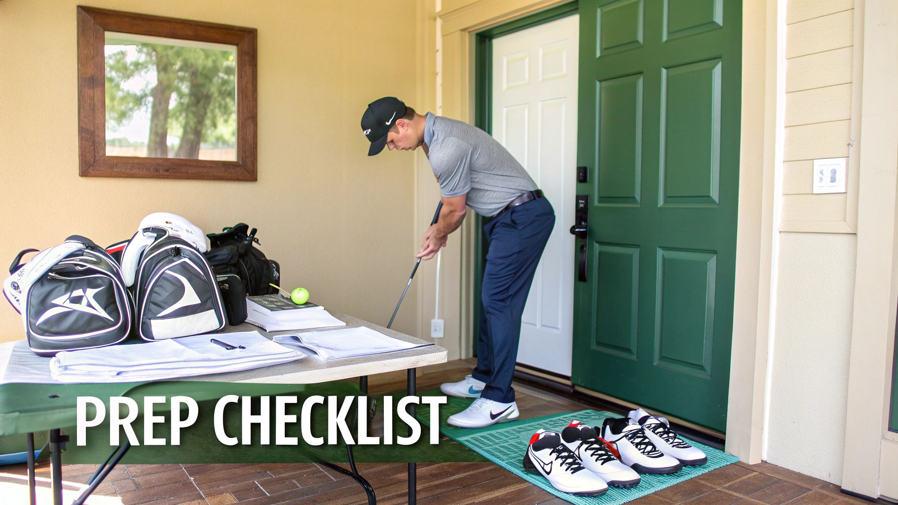 Golfer selecting a club from their bag during a fitting session