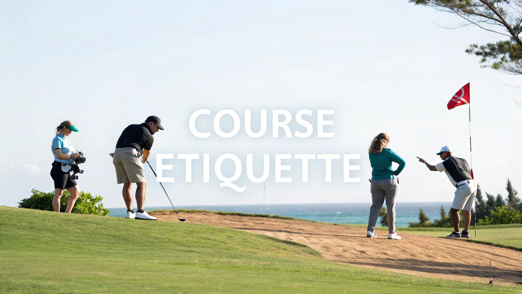 A beautiful, sunlit golf course with manicured greens and fairways, ready for play.