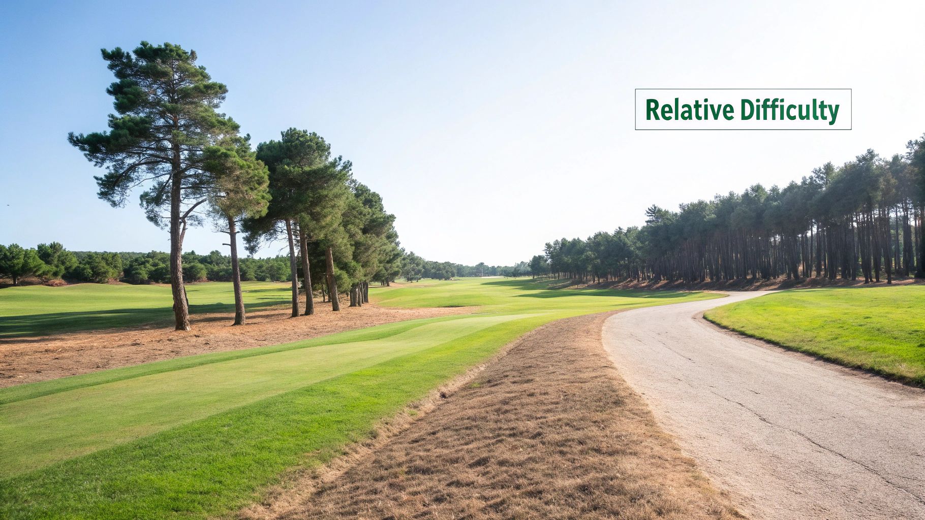 A picturesque golf course with a green in foreground and sand traps surrounding it.