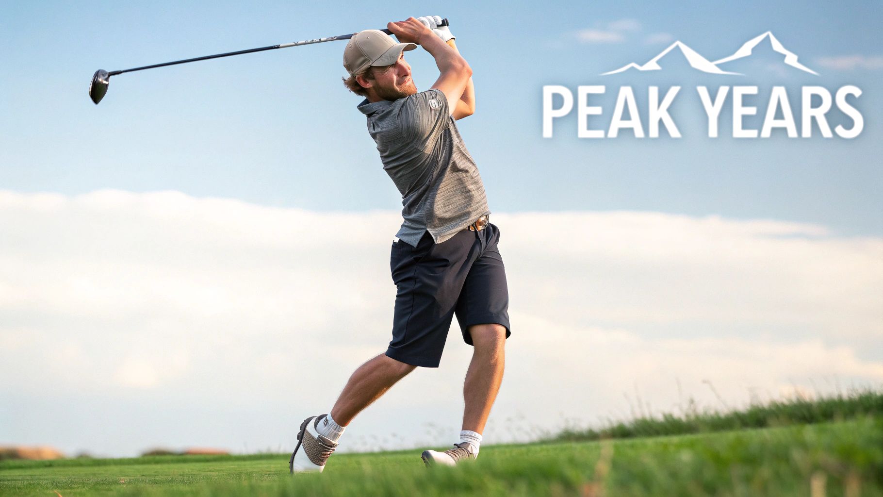 Skilled older golfer hitting a drive with good form