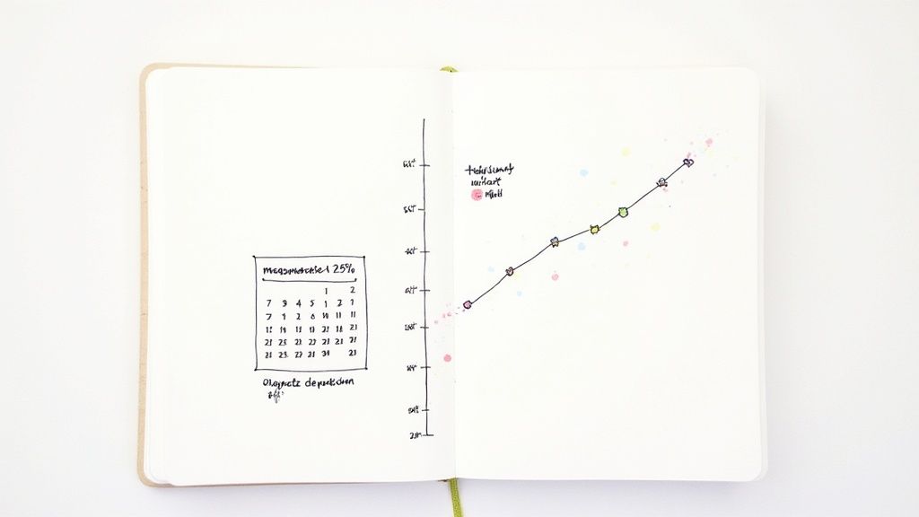 A person looking at a chart on a tablet, symbolizing tracking progress in soft skill development.