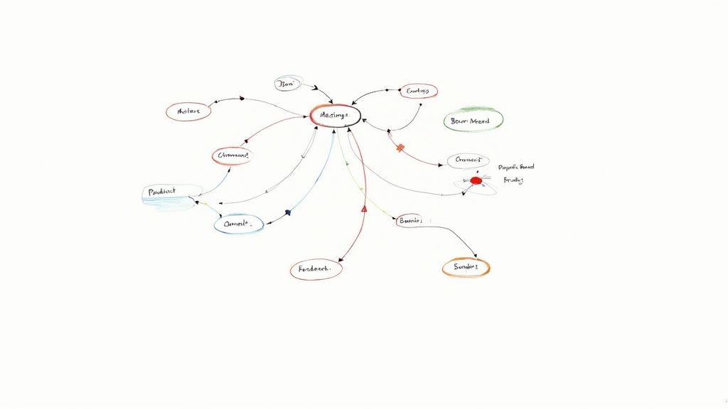 A diverse team actively engaged in a well-lit, modern office, discussing a project with focus and positive energy.