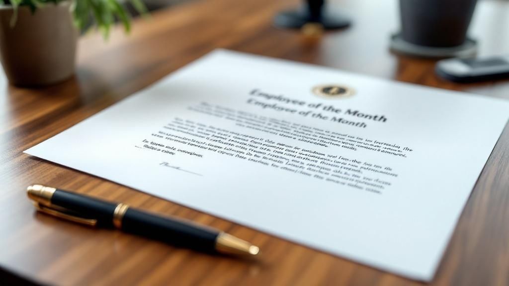 Employee of the Month Recognition Letter