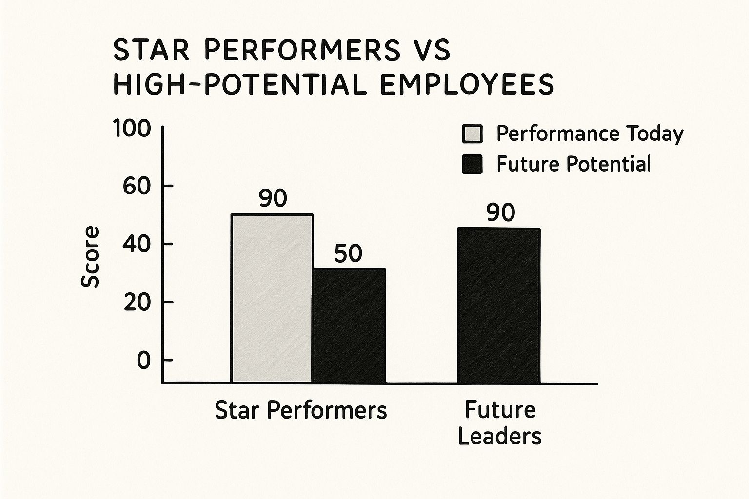Infographic comparing star performers and future leaders on performance and potential