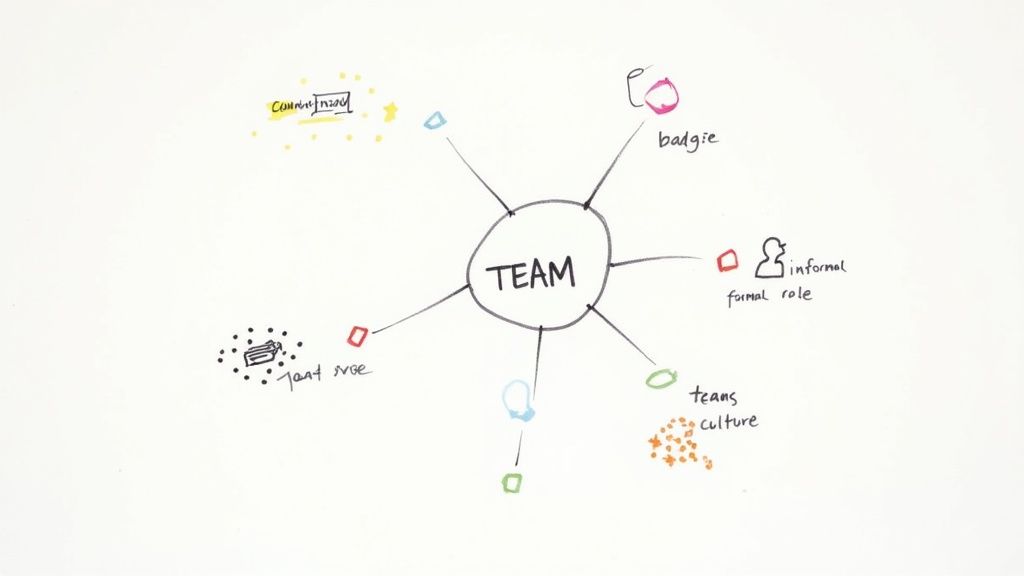 Team members with diverse roles and communication styles interacting around a table.
