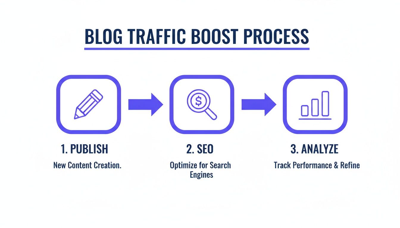 Infographic about how to increase blog traffic