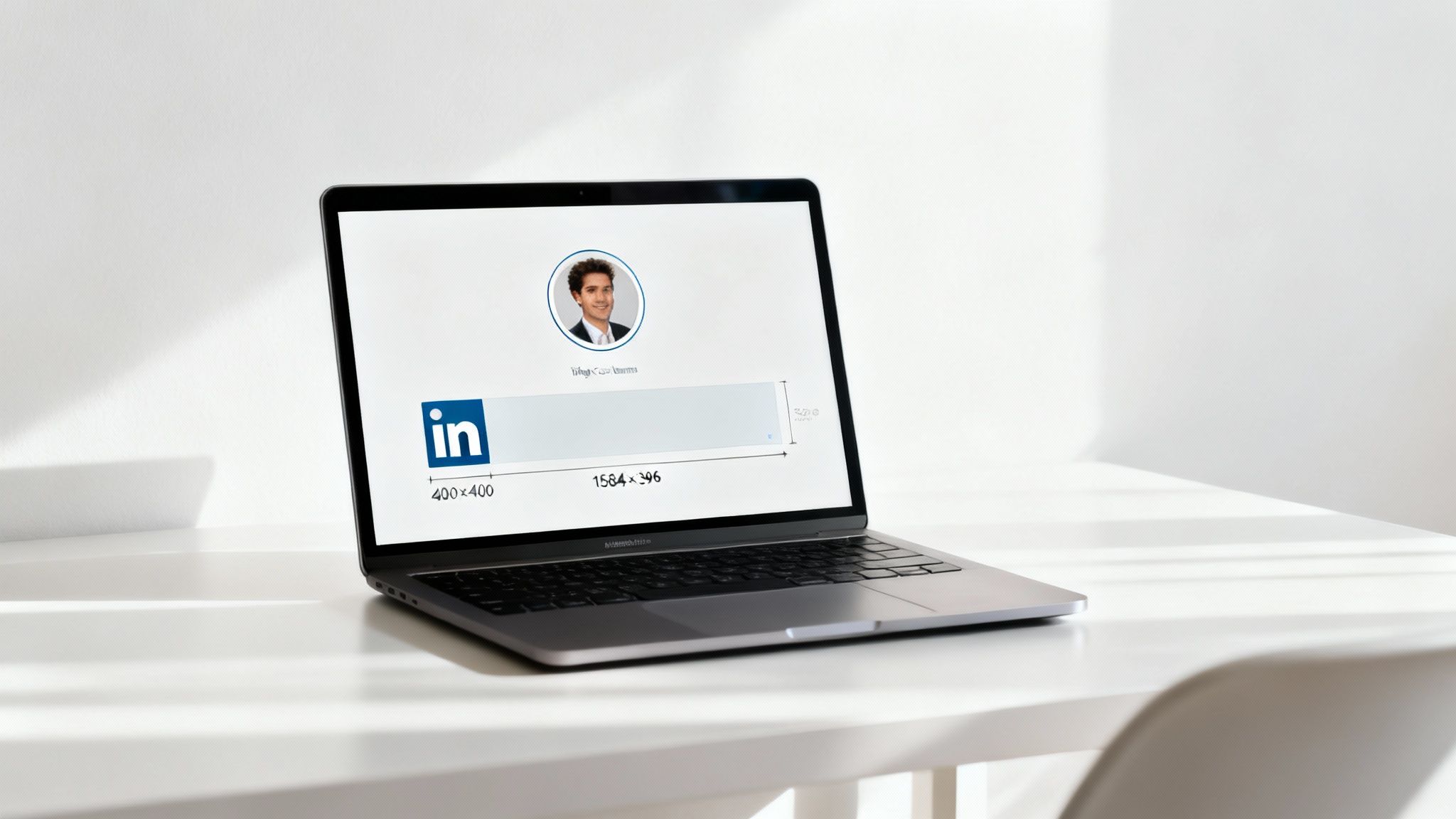 A person designing a LinkedIn post on a laptop, showing different image layouts.