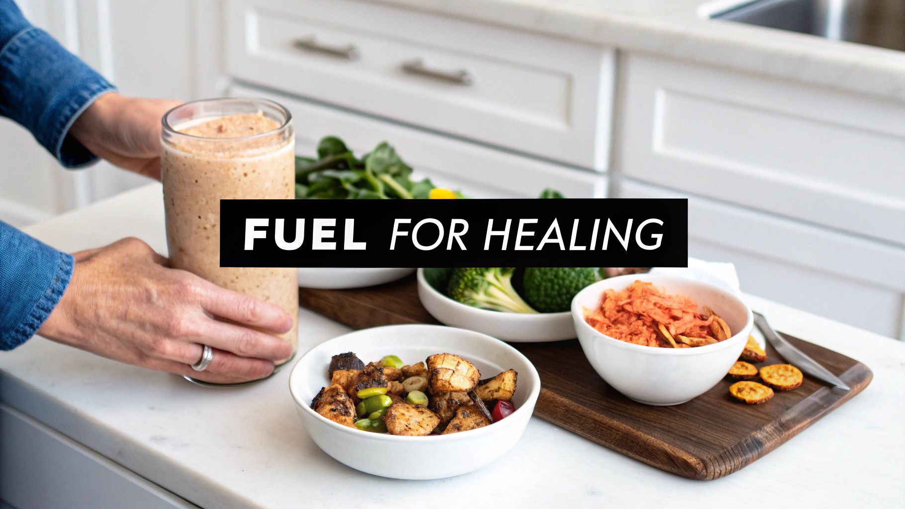A woman in activewear performs a gentle yoga pose on a mat in her living room, with her baby playing on a blanket nearby.