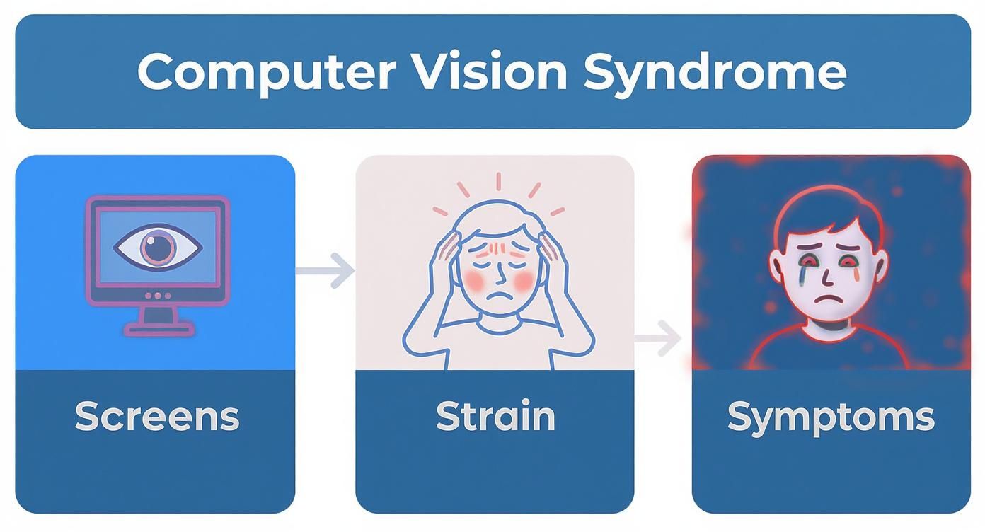 Infographic about how to prevent eye strain computer