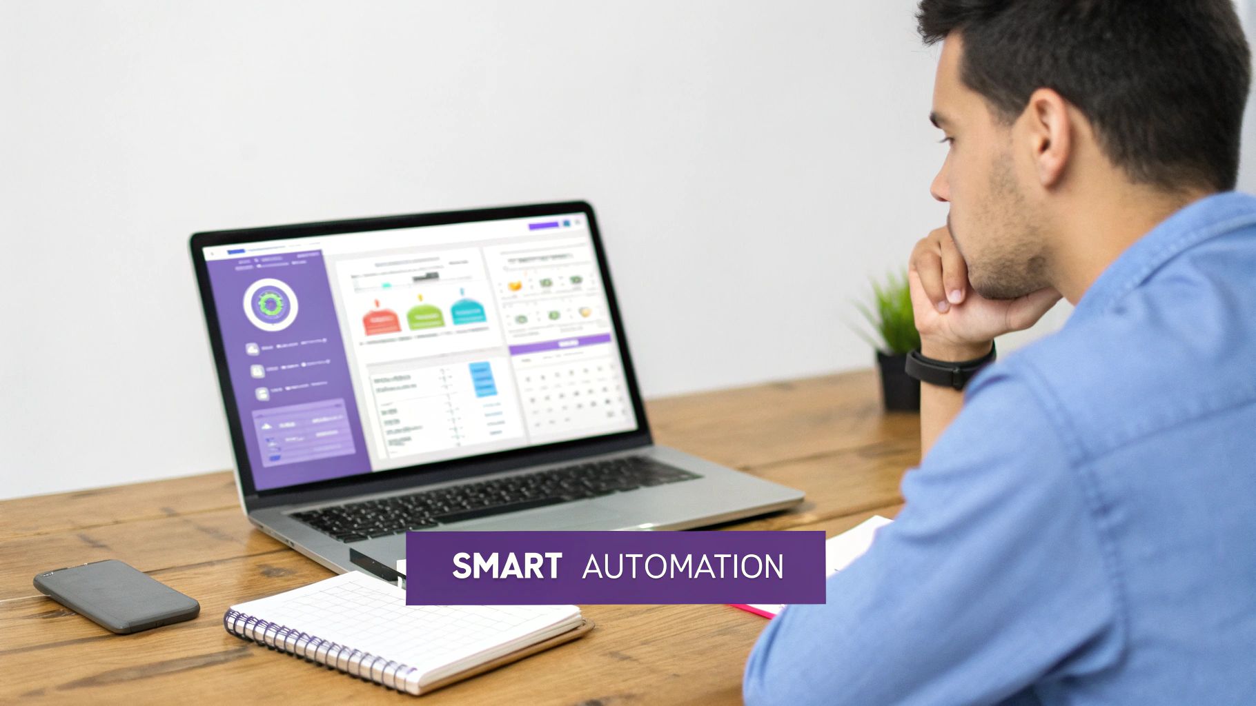 A modern team collaborating with various devices, showing a mix of AI tools and project management software.