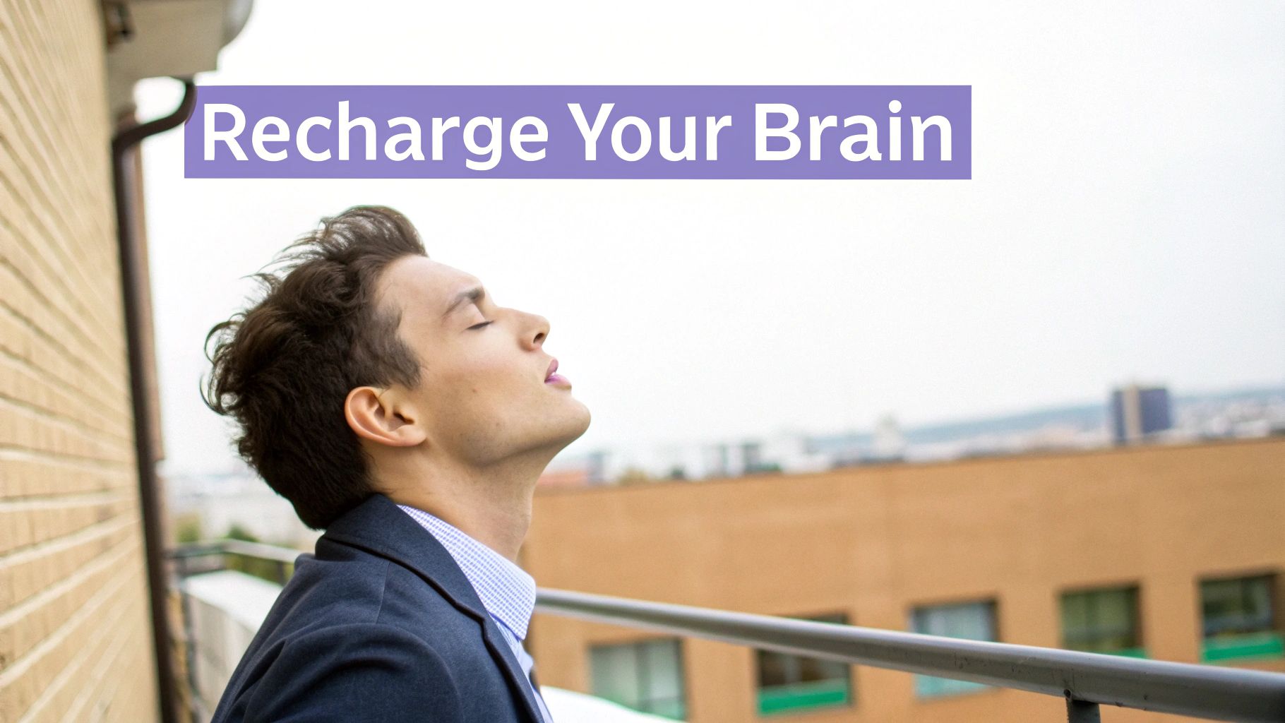 A person sitting at a desk with a lightbulb icon above their head, symbolizing a bright idea after a break.