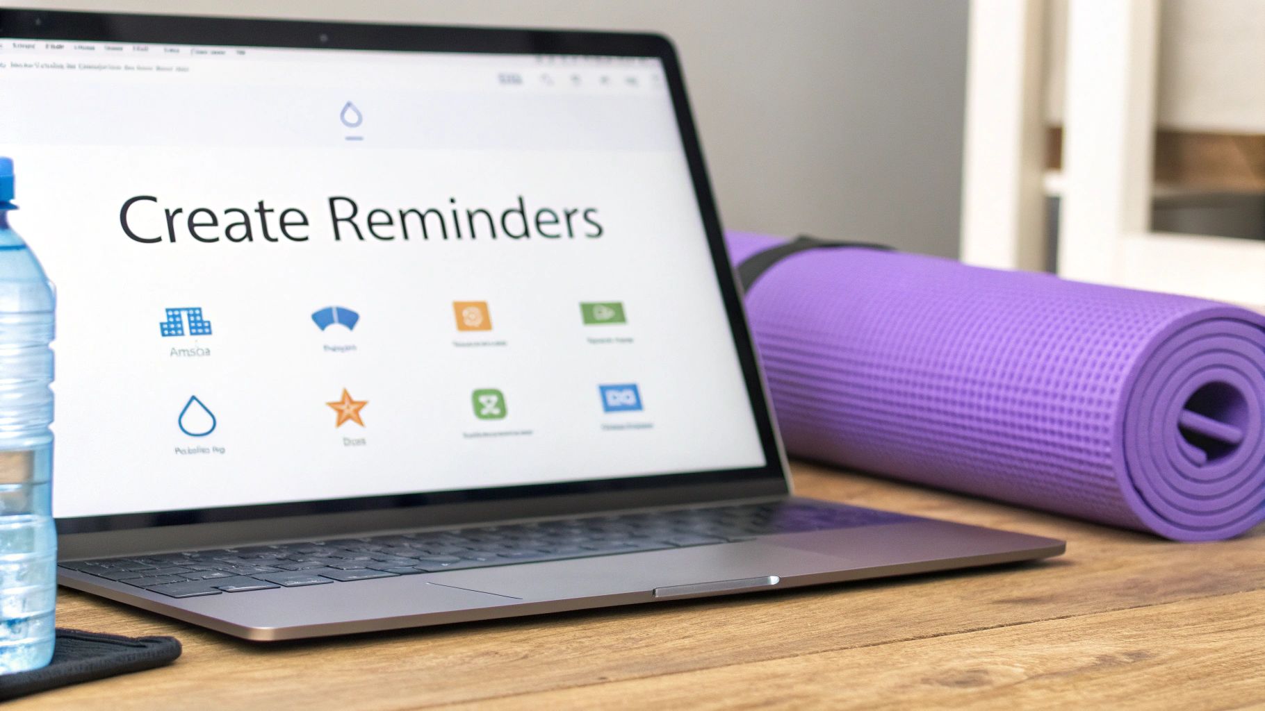 A person at a desk with multiple customized reminders appearing on their computer screen.