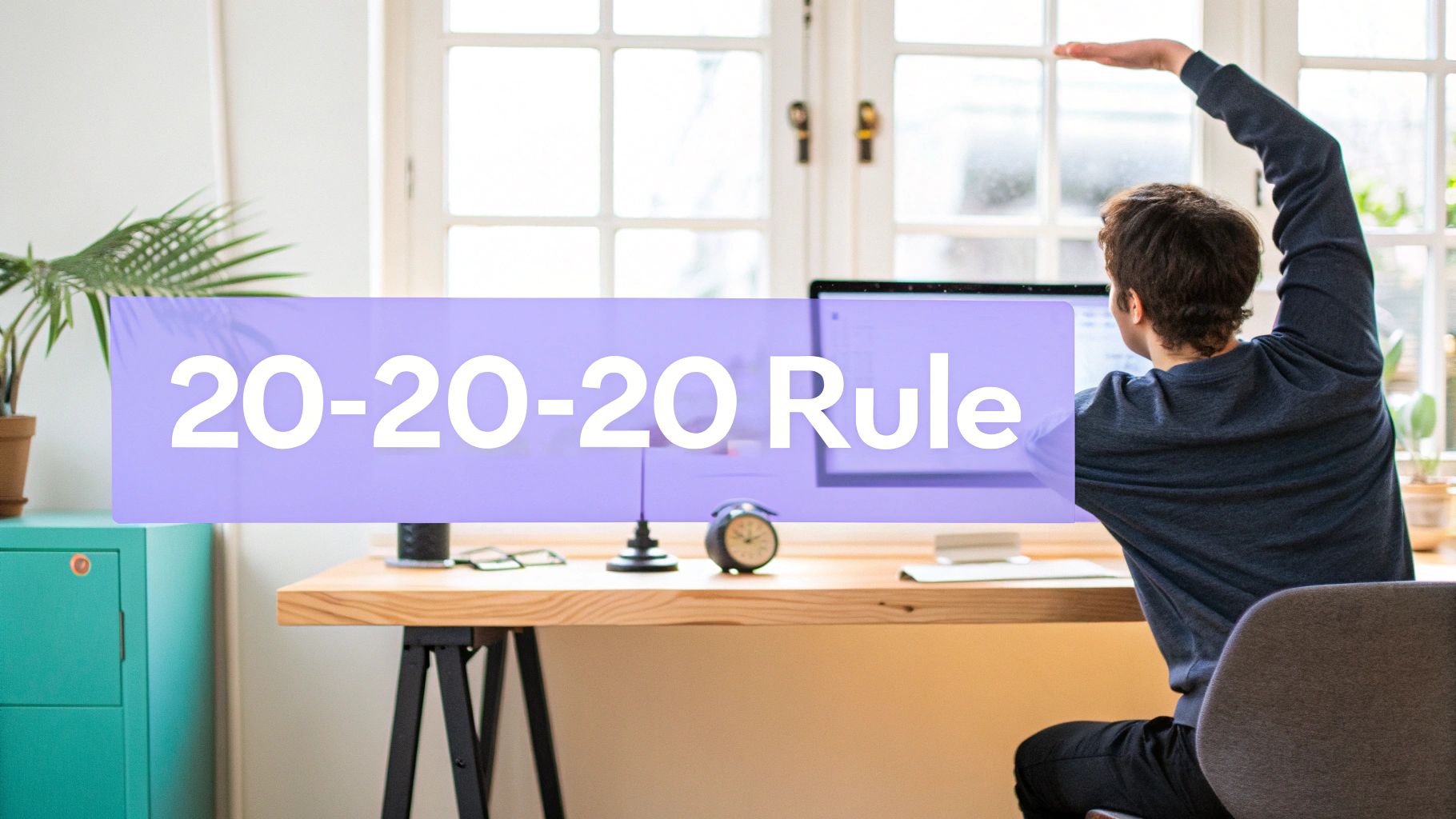 Woman closing her eyes and taking a relaxing break from her computer.