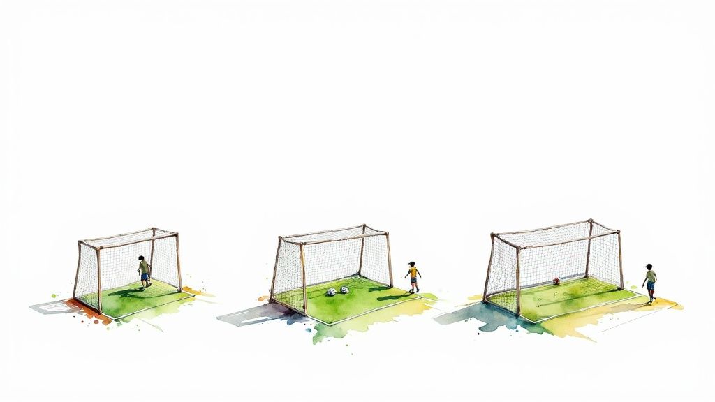 Young soccer players on a properly sized youth field.