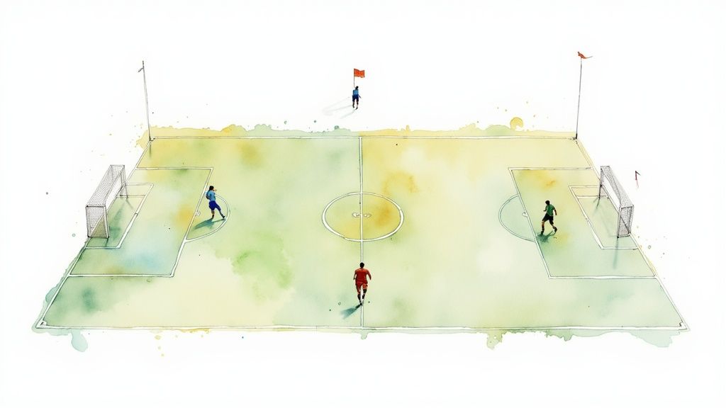 A soccer coach drawing a strategy on a whiteboard.