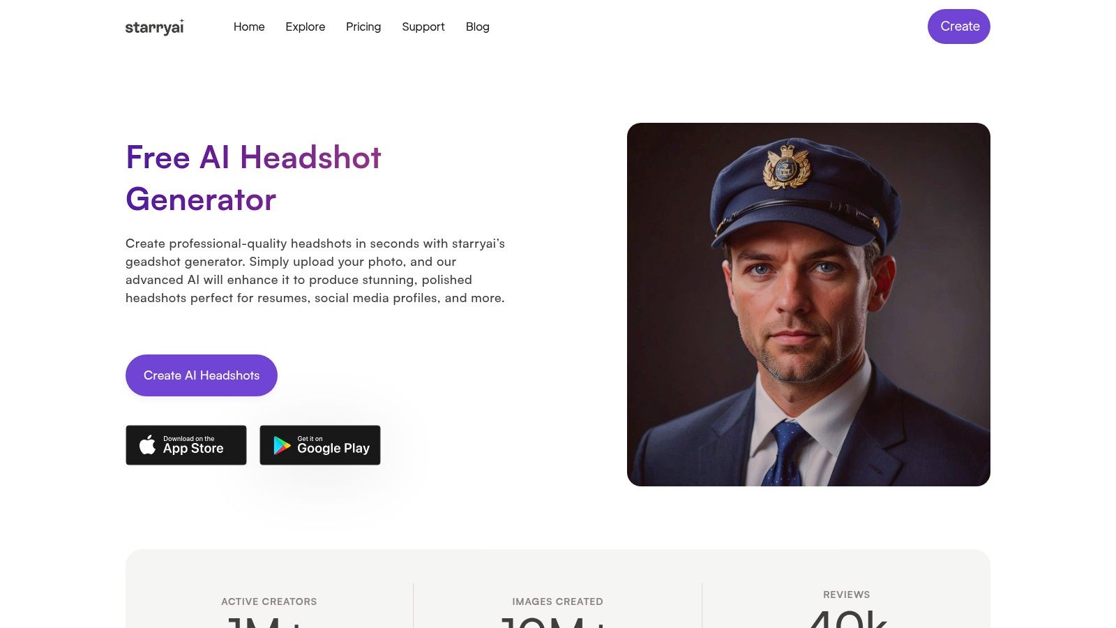 starryai – Free AI Headshot Generator