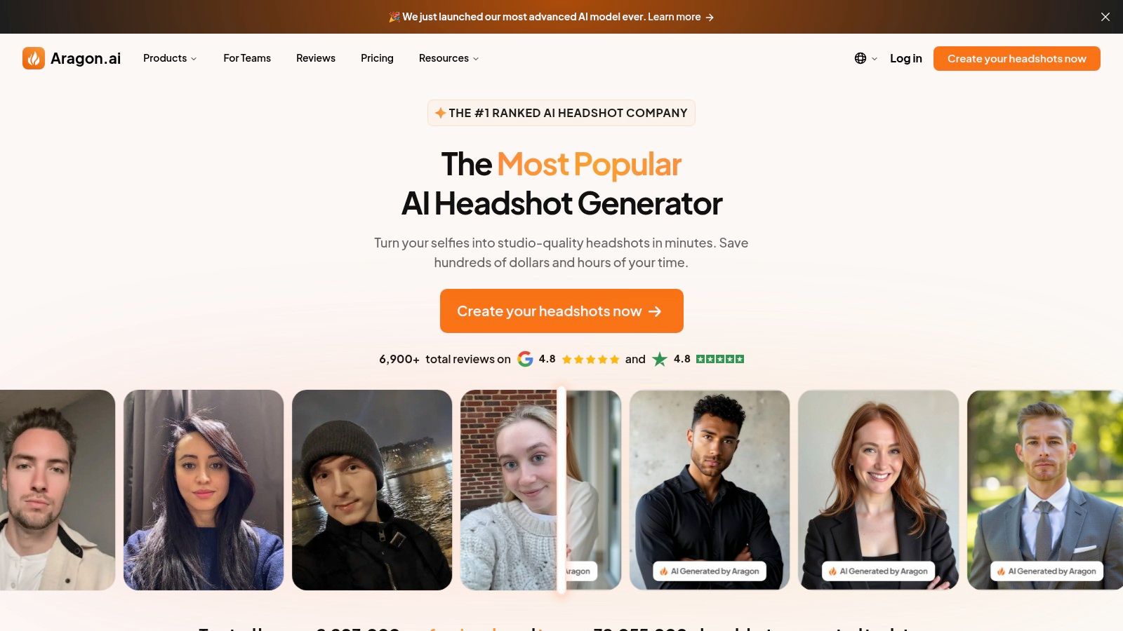 Aragon AI β Professional AI Headshot Generator