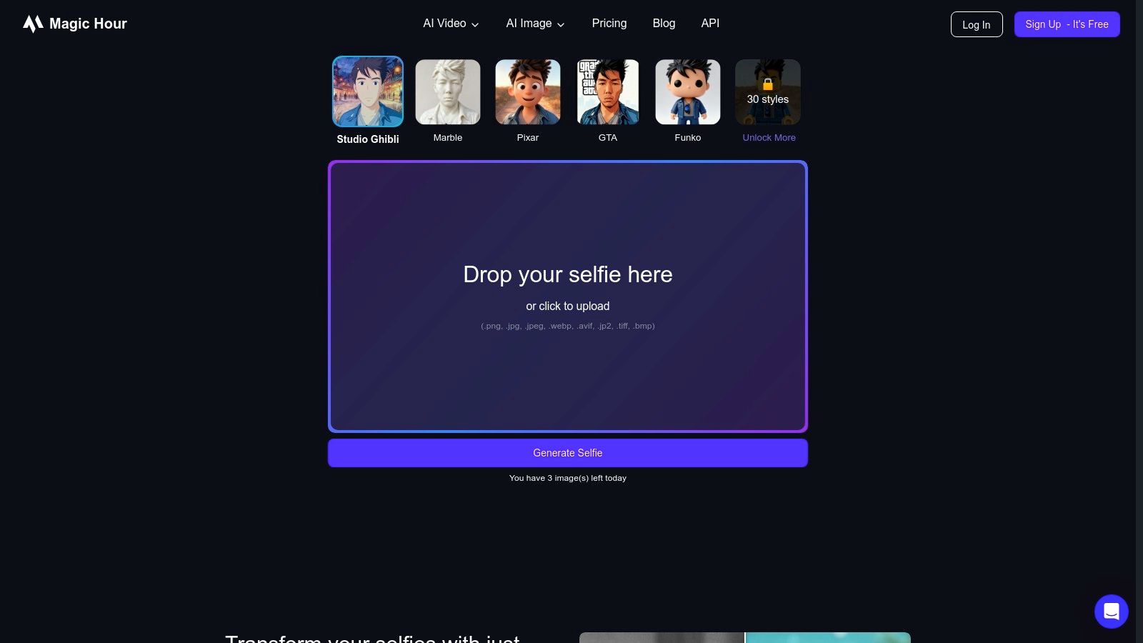 Magic Hour – Free AI Selfie Generator