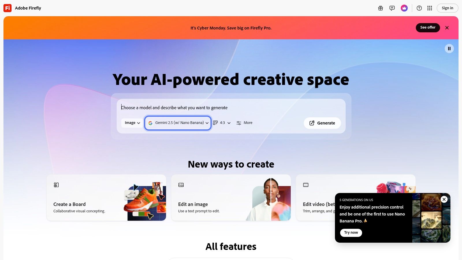 Adobe Firefly (web) and Adobe Express