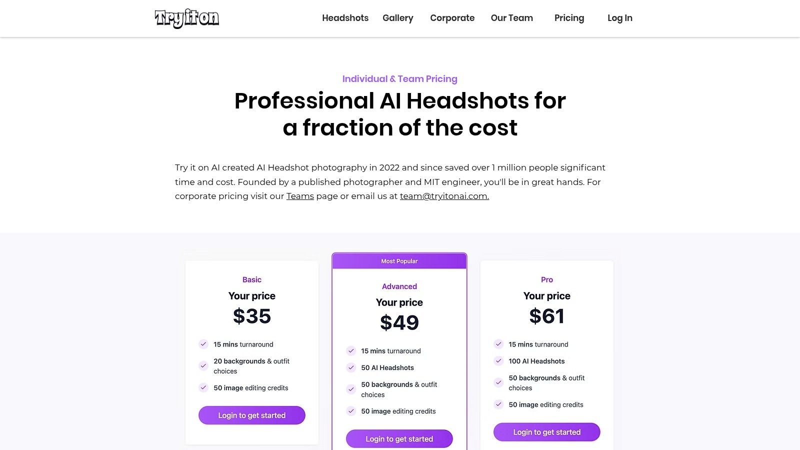 Try It On AI β AI Headshots (Individuals and Teams)