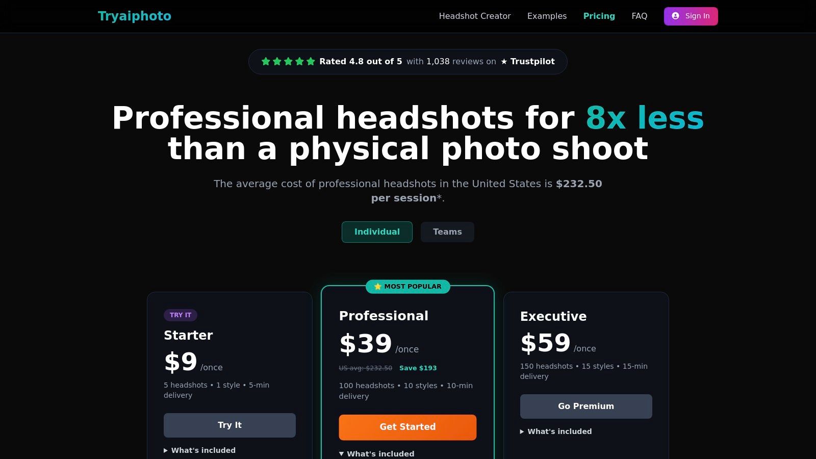 Toyrender β Professional AI Headshots