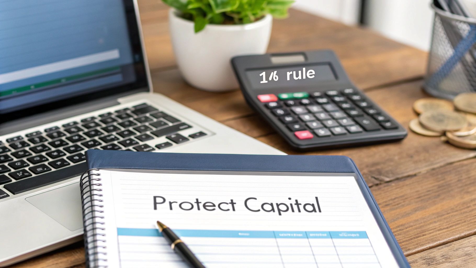 Risk management checklist and charts on a screen