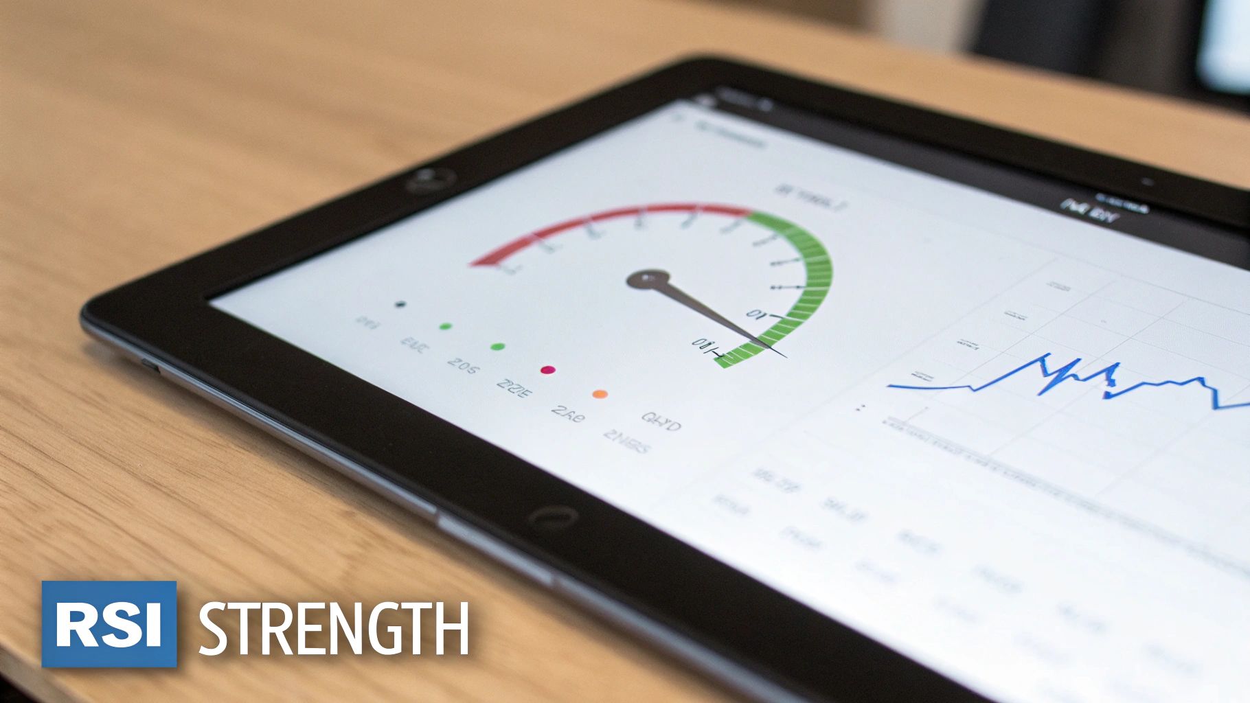 A crypto chart with the RSI indicator plotted below, showing overbought and oversold levels.