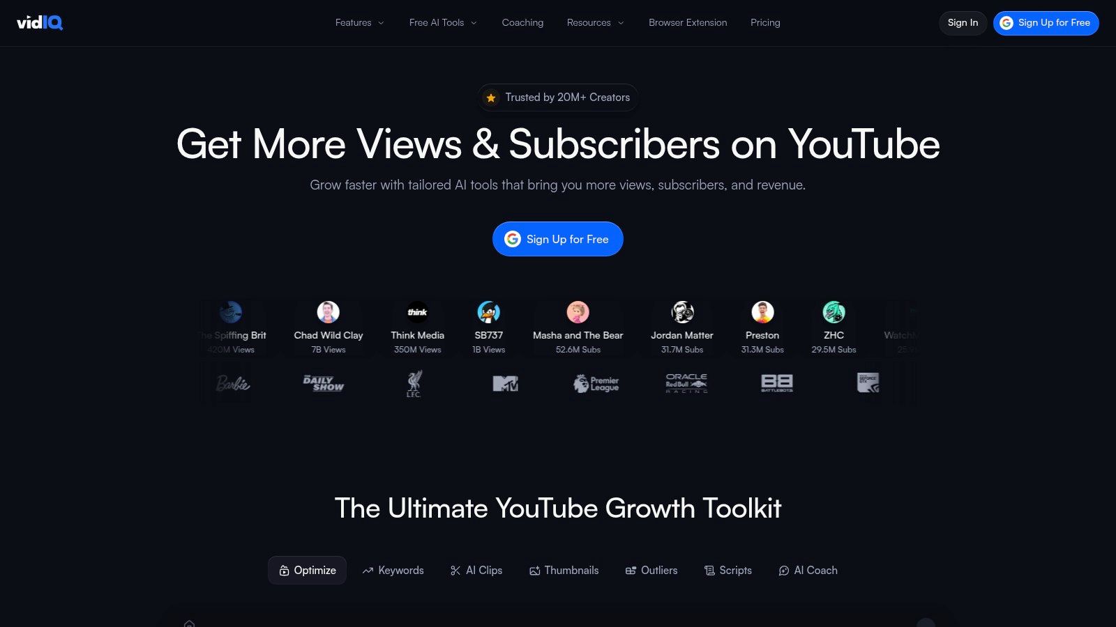 vidIQ's interface showing YouTube video tags and optimisation scores.