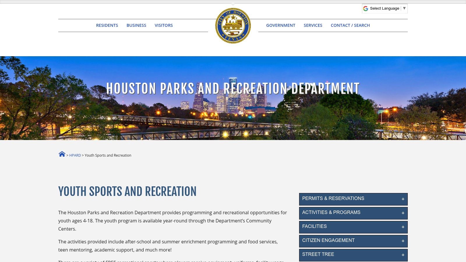 Houston Parks &amp; Recreation Department – Summer Enrichment Program