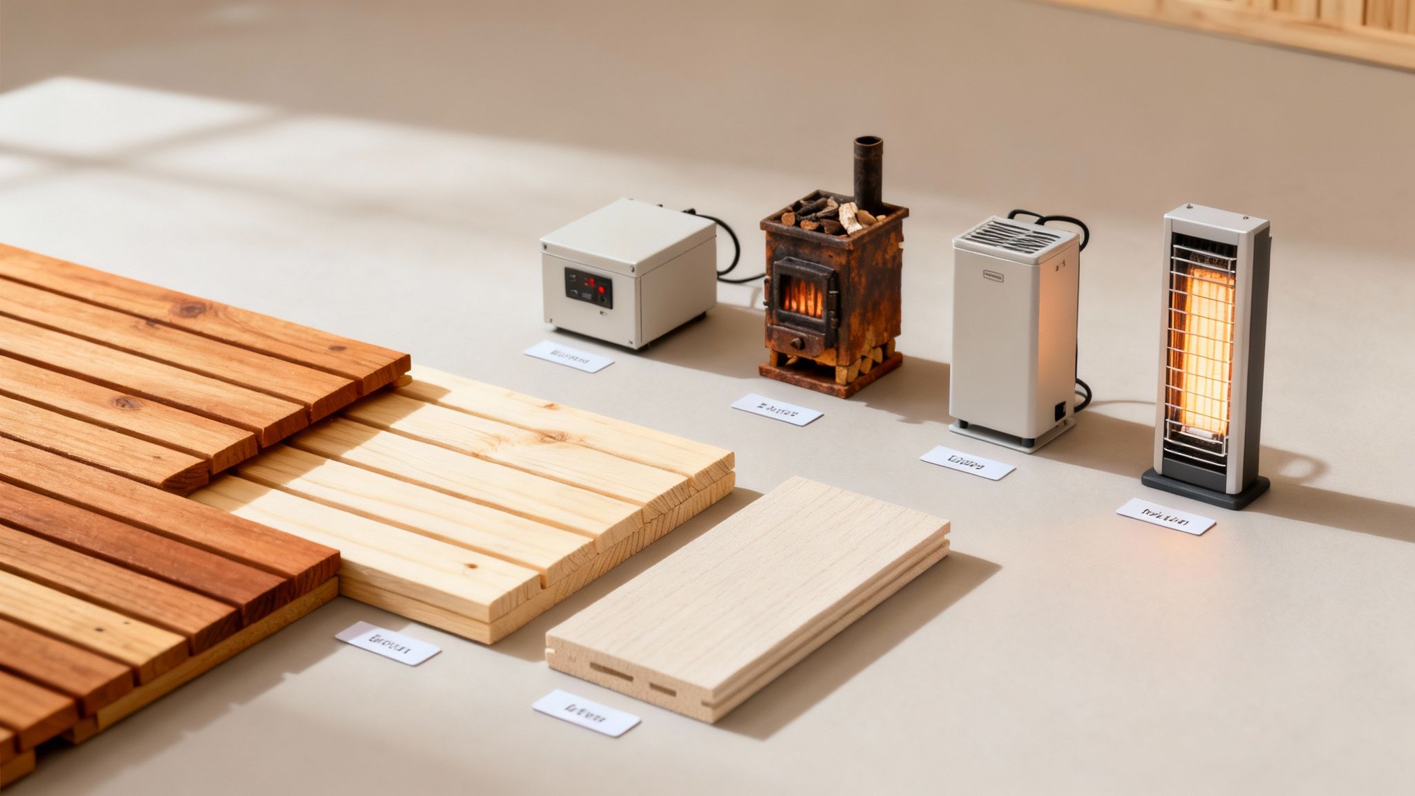 A person relaxing in a modern home sauna, highlighting the quality materials.