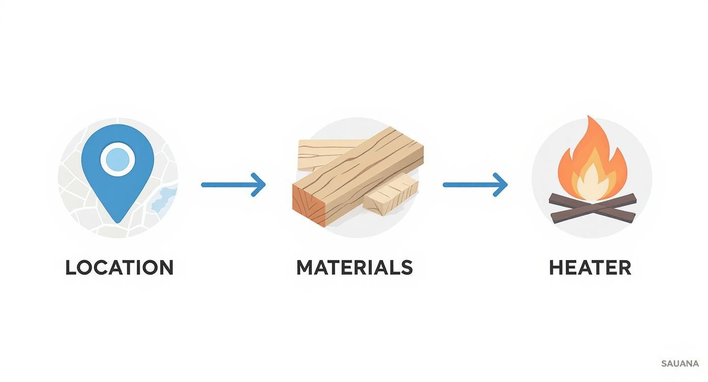 Infographic about build outdoor sauna
