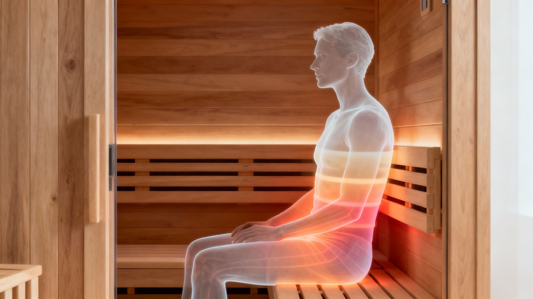 Woman enjoying the direct, gentle heat in an infrared sauna
