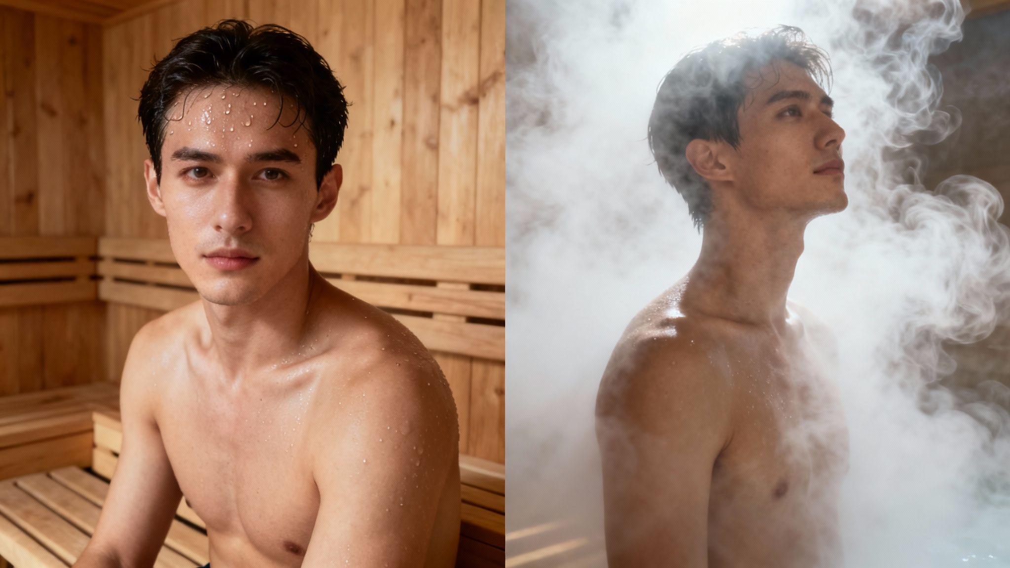 Woman relaxing in a sauna, feeling the effects on her body