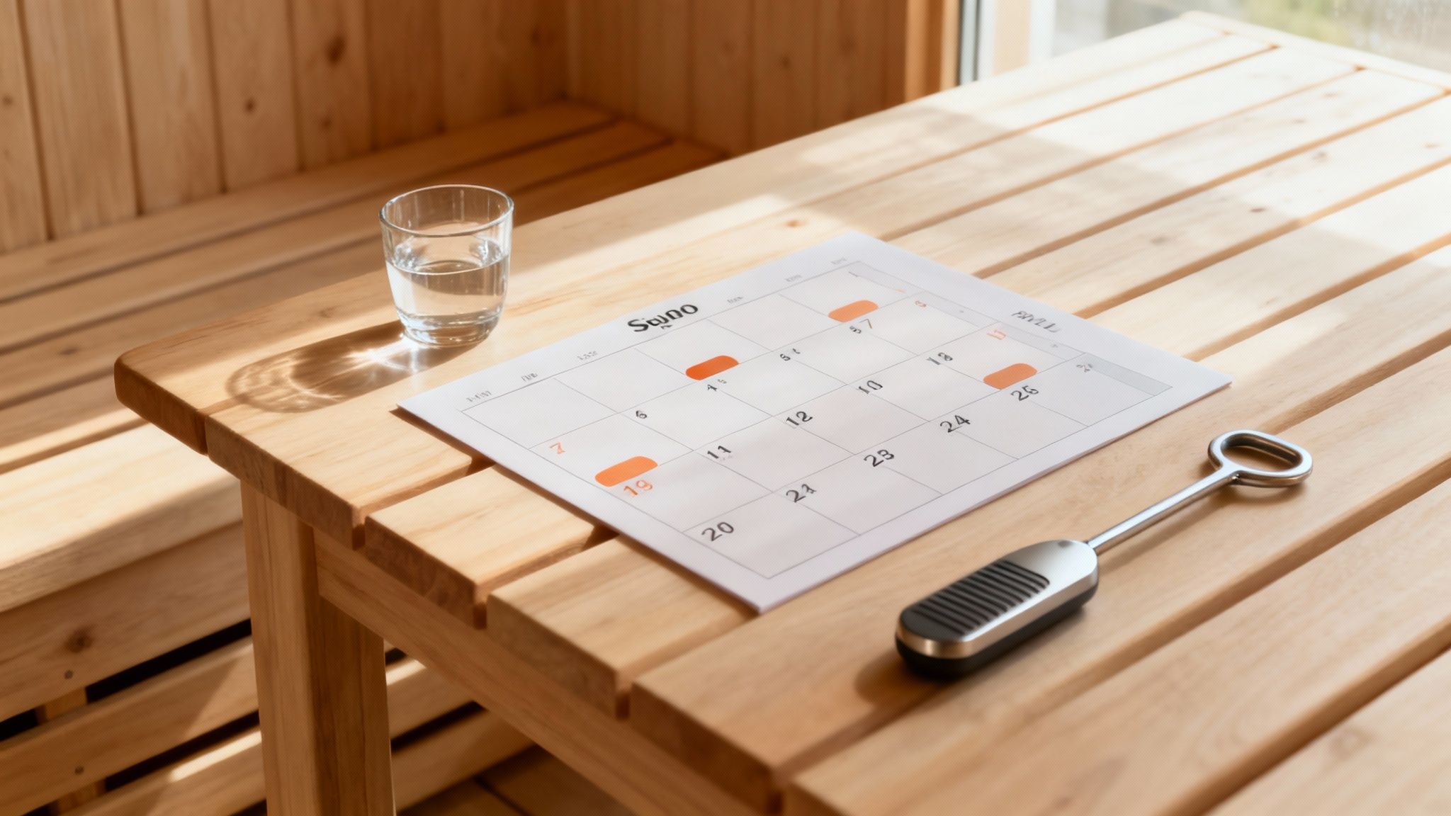 Two people relaxing in an outdoor sauna