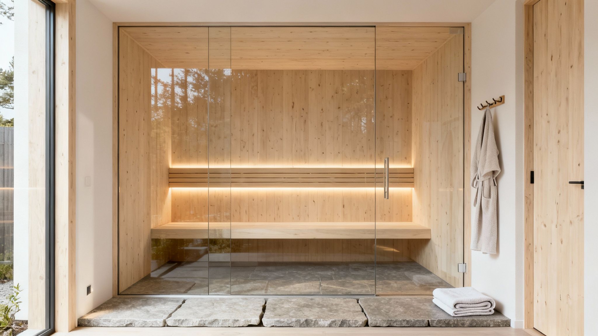 A beautiful, well-crafted outdoor sauna from Mande Spa Outdoor.