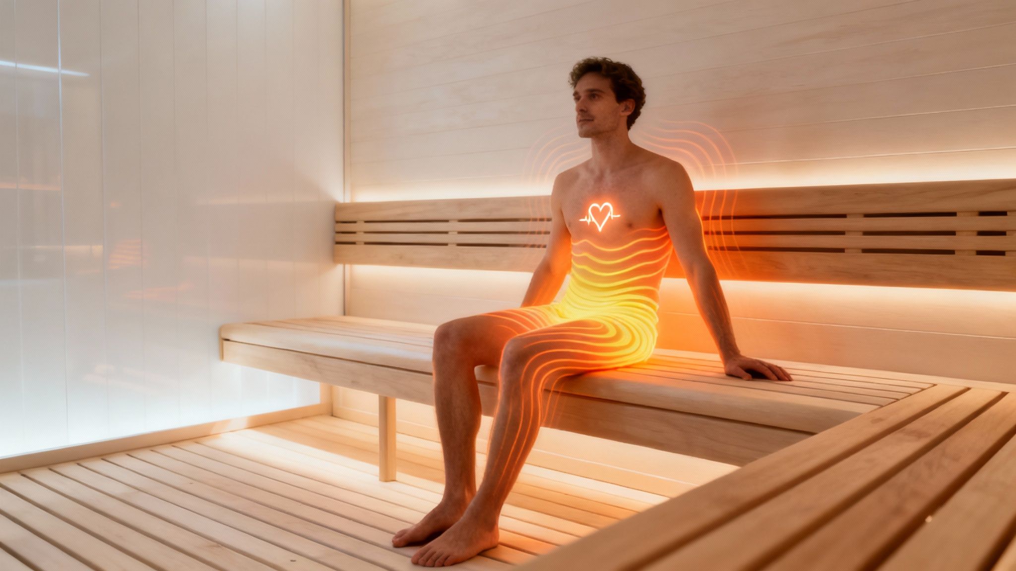 Athlete resting on an outdoor sauna